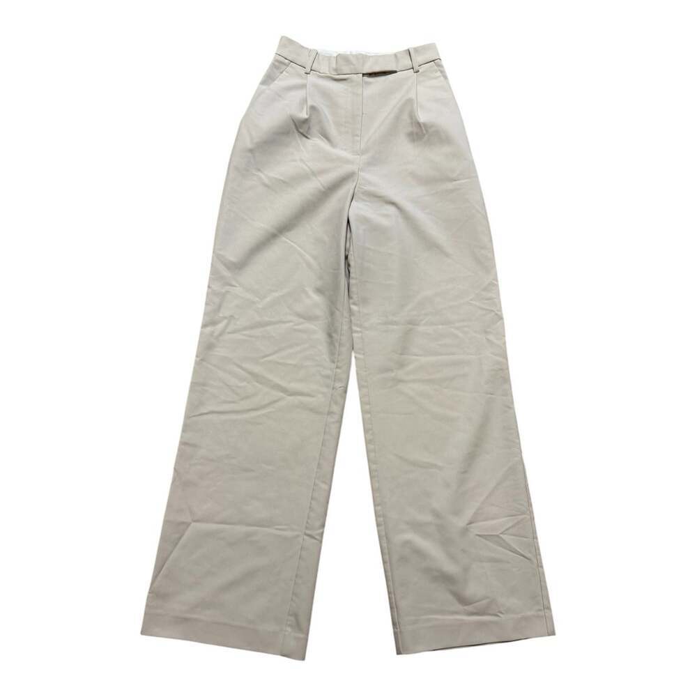 Zara Women’s XS Cream High Rise Wide Leg Tailored Trousers Pants